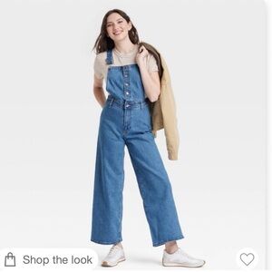 Universal Thread Blue Denim Wide-Leg Overalls Size 6 NWT